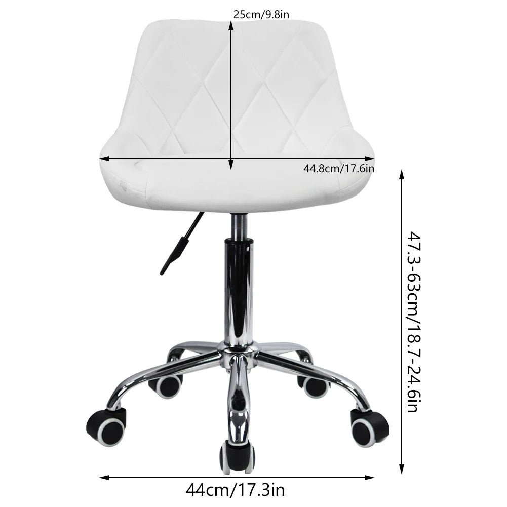 KKTONER Mid Back PU Leather Height Adjustable Swivel Modern Task Chair Computer Office Home Vanity Chair with Wheels (White)