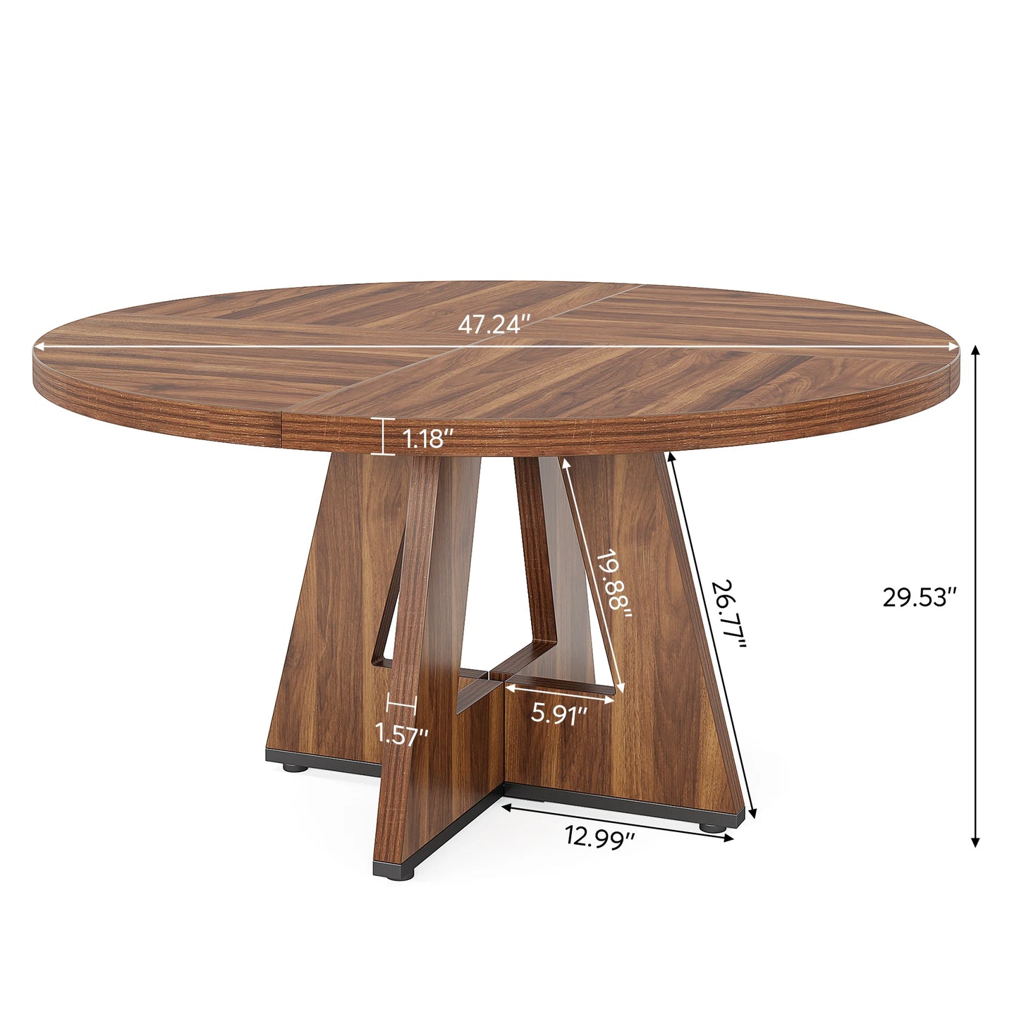 Tribesigns Round Dining Table for 4, 47 Inch Farmhouse Kitchen Table Small Dinner Table Kitchen Dinning Table for Dining Room