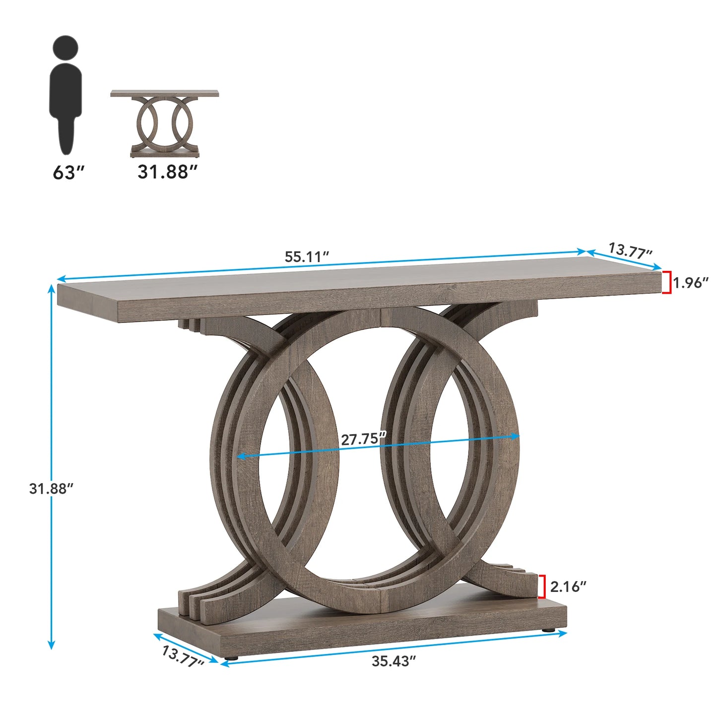 Tribesigns 55 inches Console Table with Unique Base, Farmhouse Hallway Table, Wooden Entryway Table, Vintage Sofa Table