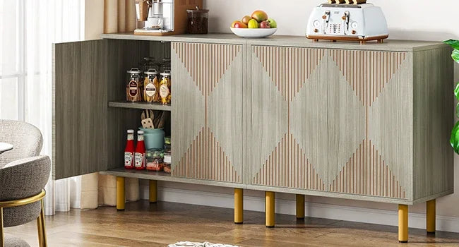 Tribesigns Modern Natural Storage Cabinet, Freestanding Floor Cabinet, 59 inches Sideboard, Wood Buffet Cabinet