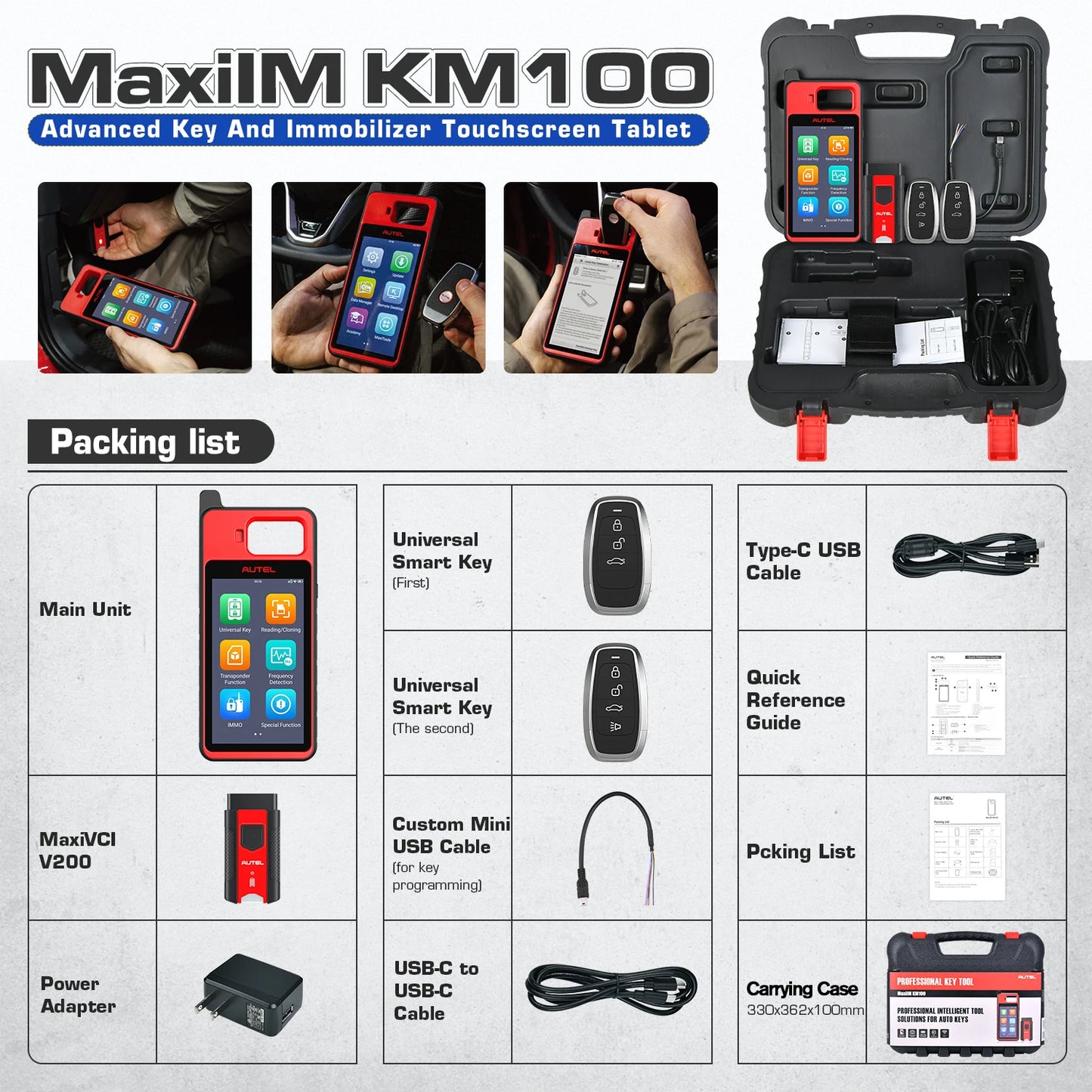 Autel MaxiIM KM100 Key Fob Programming Immobilizer Tool 2PCS Autel IKEY for 60s Key Generation OBD IMMO Key Learning on 99% Car