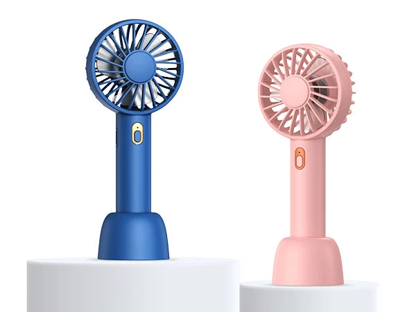 TOPK 2-Pack Handheld Mini Fan Portable USB Rechargeable Small Hand Held Fan & Base Personal Desk Fan Super Compact Cooling Fan