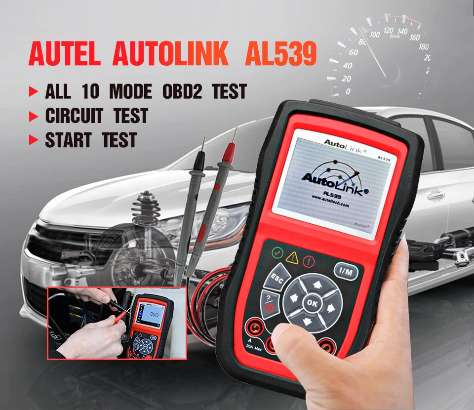 Autel AutoLink AL539 Auto Code Reader OBDII Scan Tool Electrical Test Tool AVO Meter Battery Tester Tools PK AL539B AL519