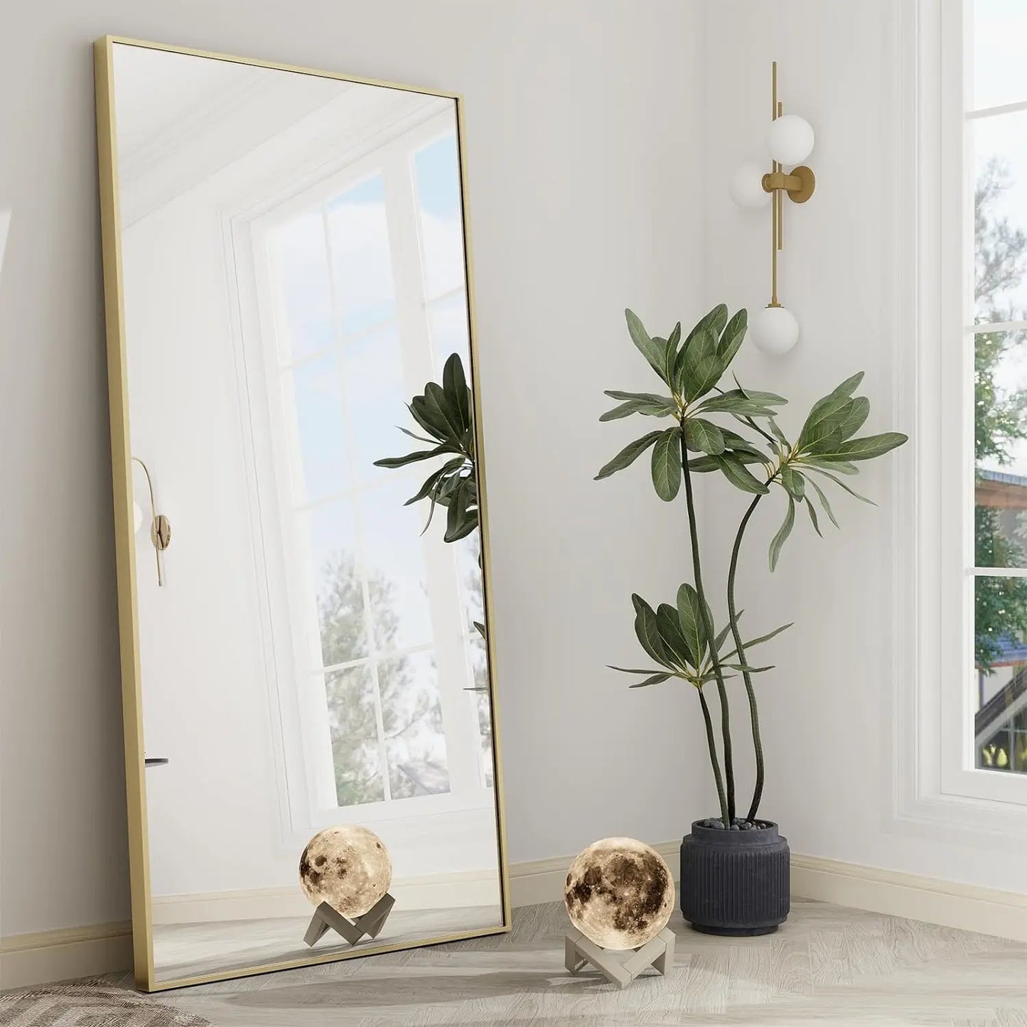 30"x71" Full Length Mirror Aluminum Frame Gold Wall Mirrors Wall & Leaning Large Full Body Mirror for Living Room Bedroom