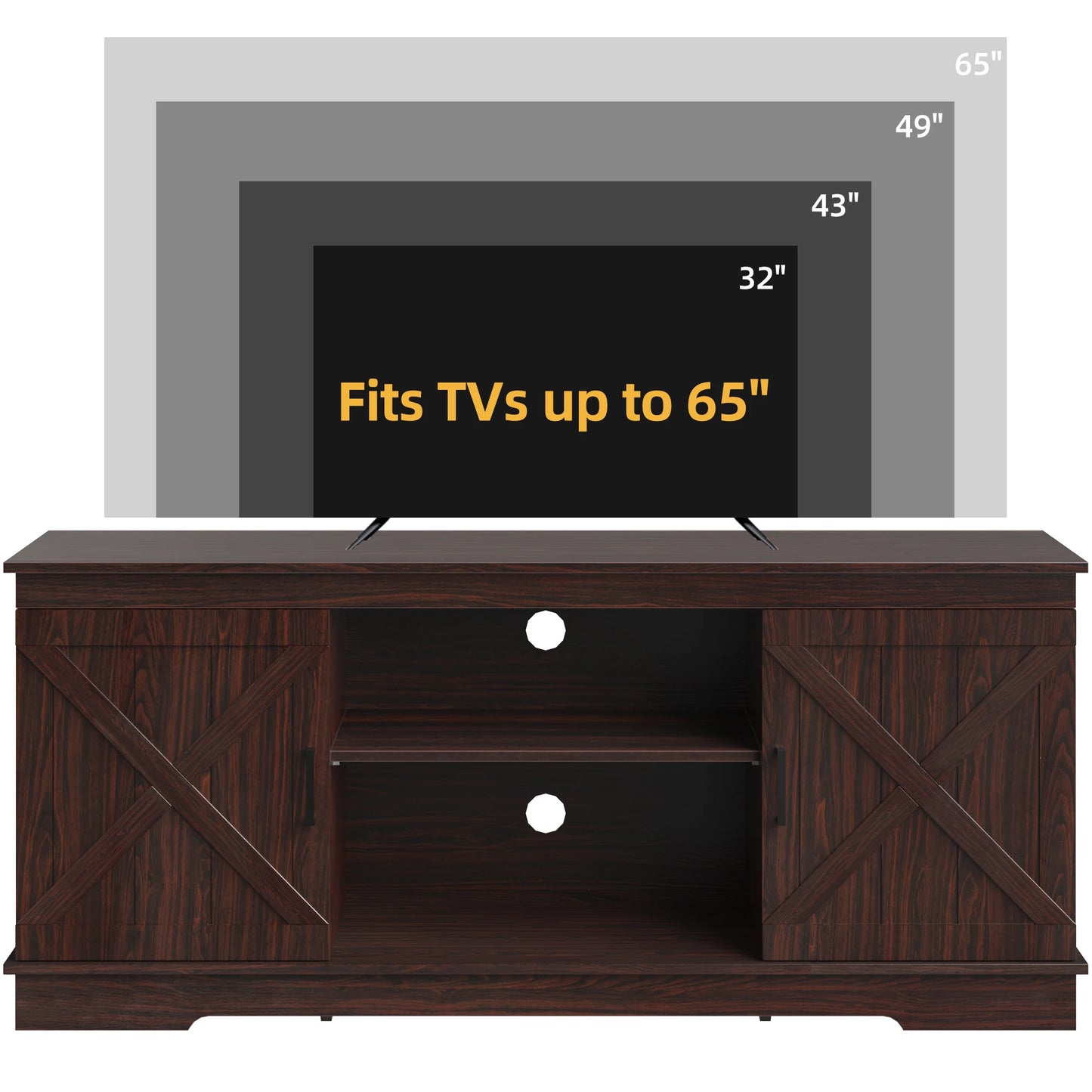 Farmhouse Rustic TV Stand Cabinet for Up to 65" TV Media Console Entertainment Center