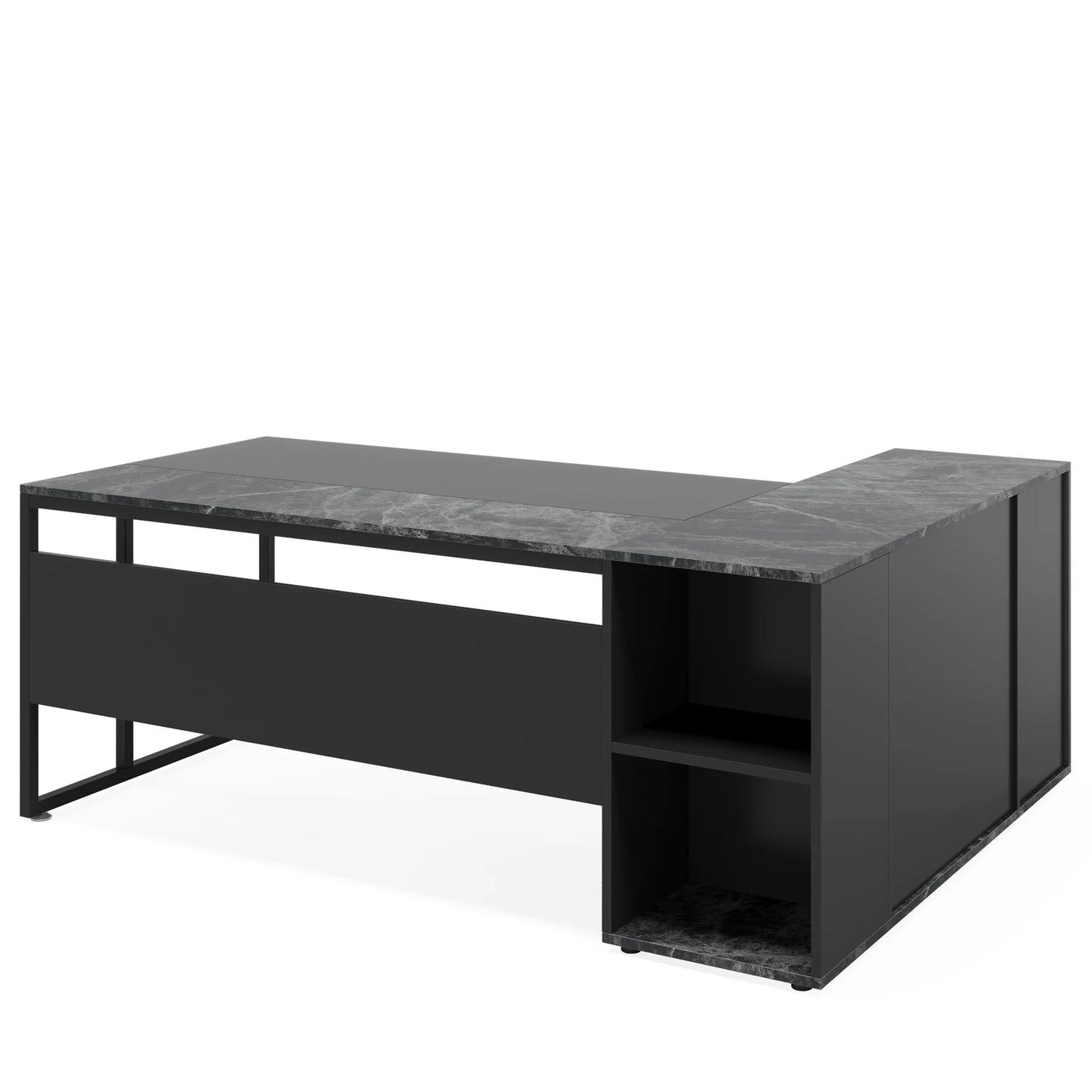 Tribesigns 71 inch Executive Desk, L Shaped Desk with Cabinet Storage, Executive Office Desk with Shelves