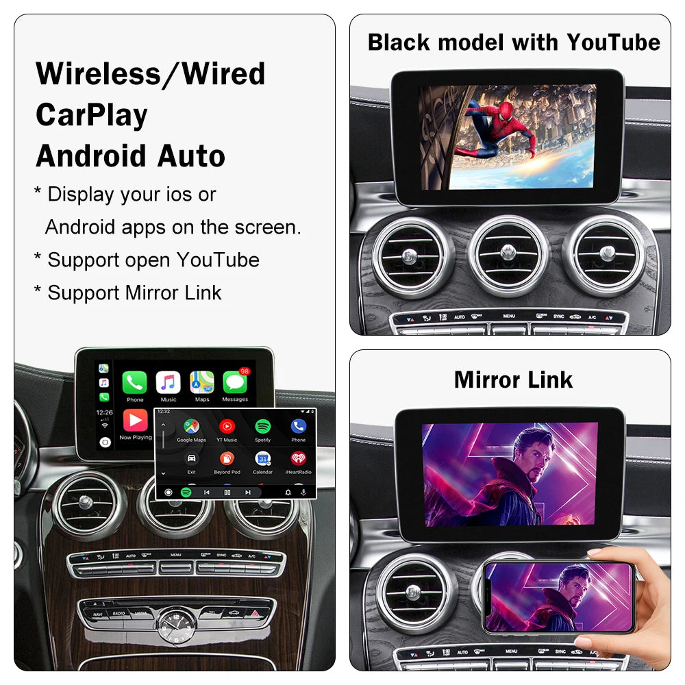 Road Top Wireless Carplay Decoder for Mercedes Benz NTG5.0 C GLC CLA GLA Class W205 2015-2018 Support Android Auto Mirrorlink