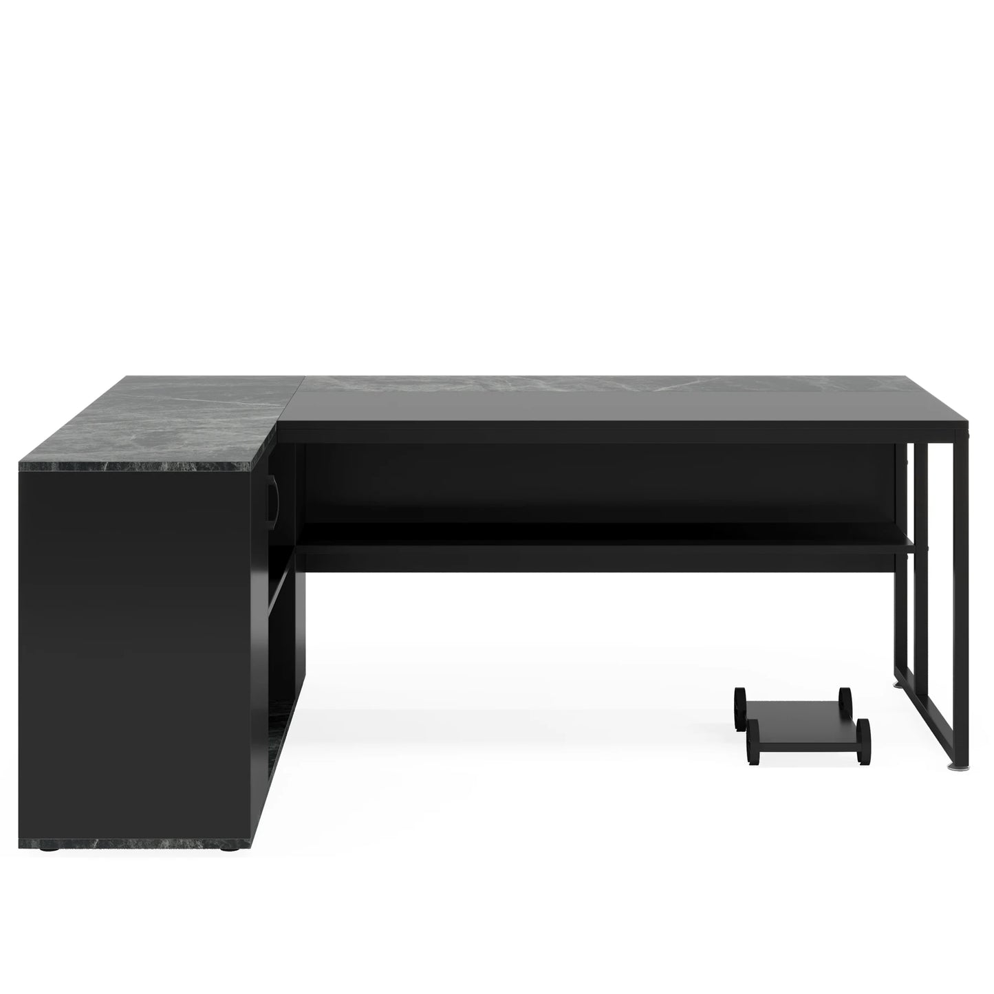 Tribesigns 71 inch Executive Desk, L Shaped Desk with Cabinet Storage, Executive Office Desk with Shelves