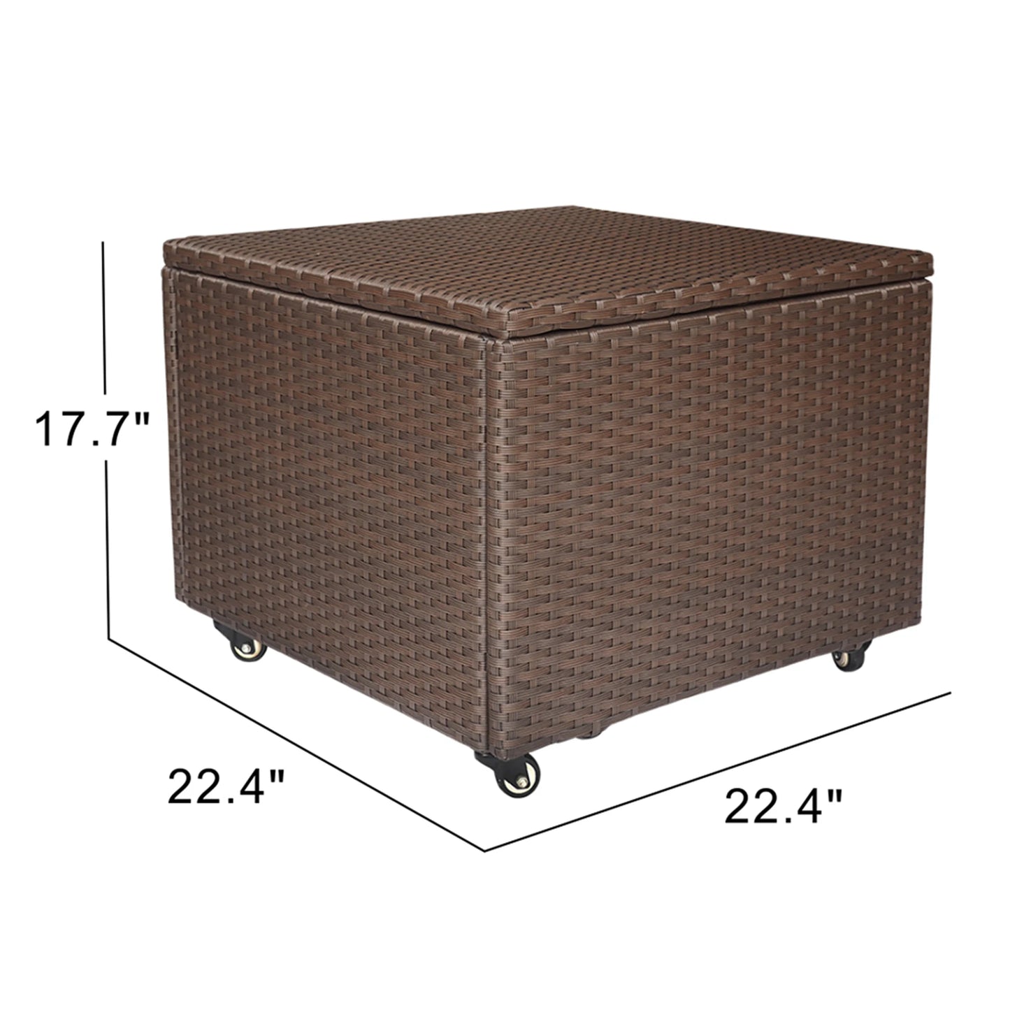 Outdoor Patio Wicker Large Storage Container Deck Box Made of Antirust Aluminum Frames and high quality Resin Rattan table