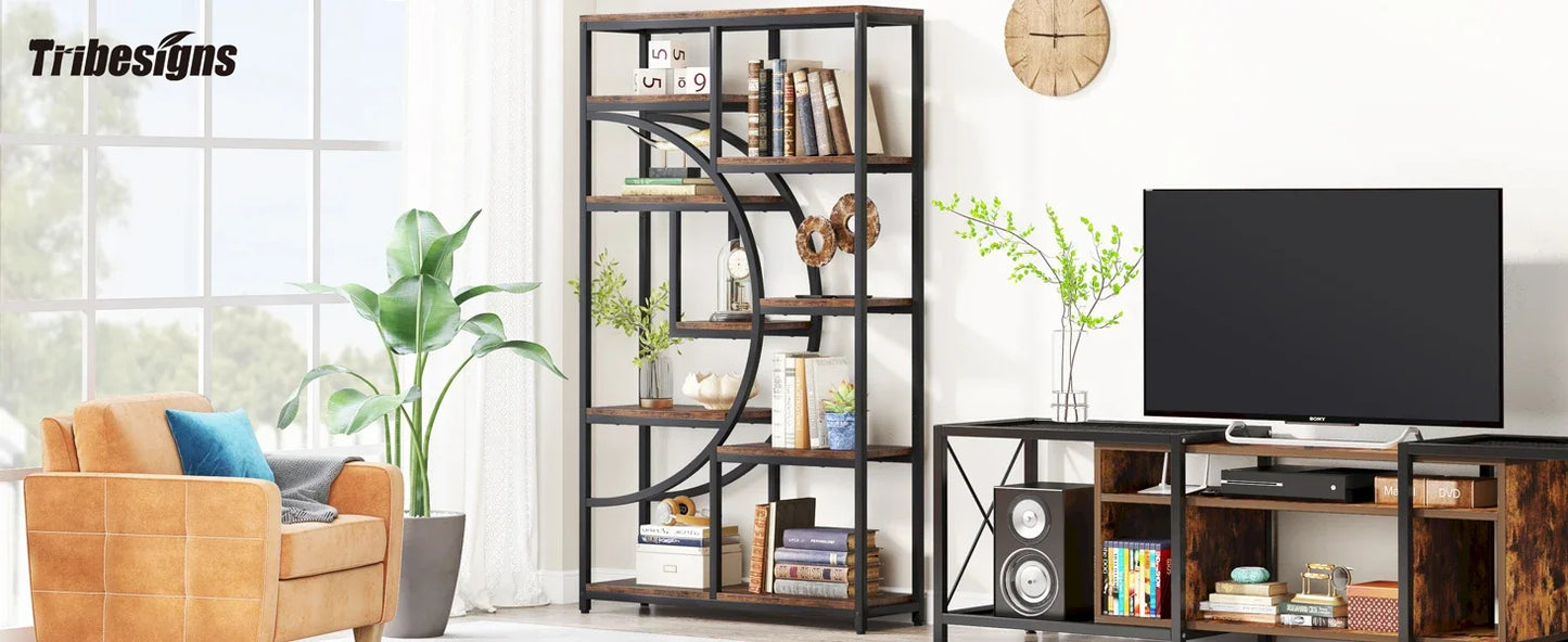 Tribesigns Bookshelf Industrial 5 Tier Etagere Bookcase, Freestanding Tall Bookshelves Display Shelf Storage Organizer