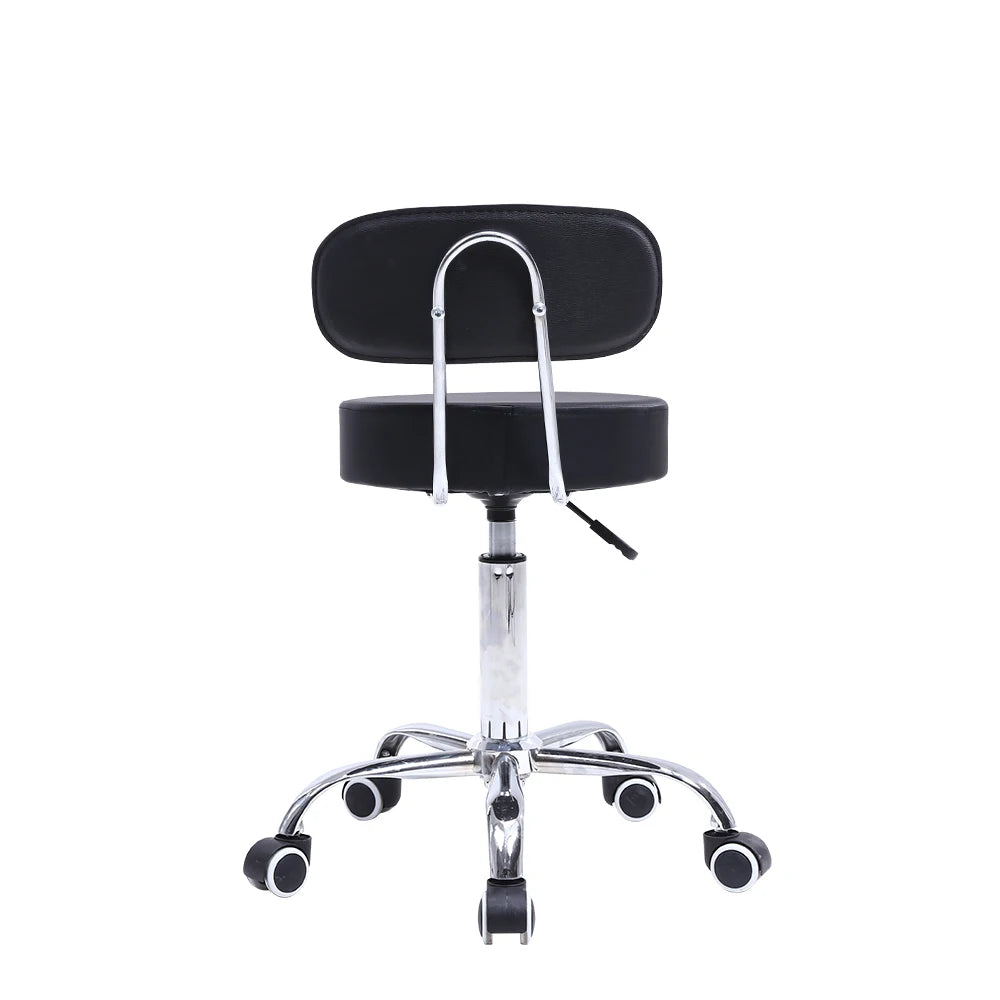 KKTONER PU Leather Rolling Stool with Mid Back Height Adjustable Office Computer Home Drafting Swivel Task Chair with Wheels