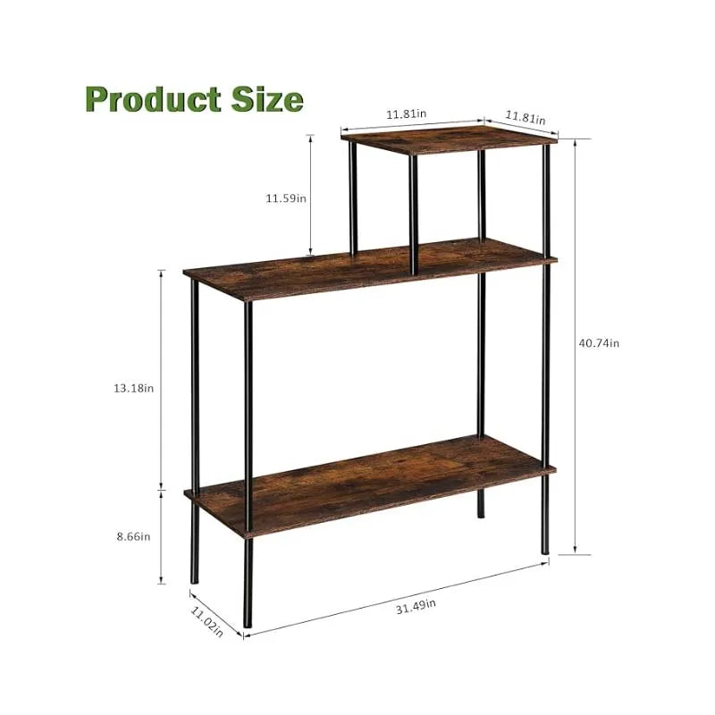 Industrial Console Table, 3 Tier Entryway Table, Narrow Sofa Table with Shelves for Entrance, Living Room, Hallway,Office,