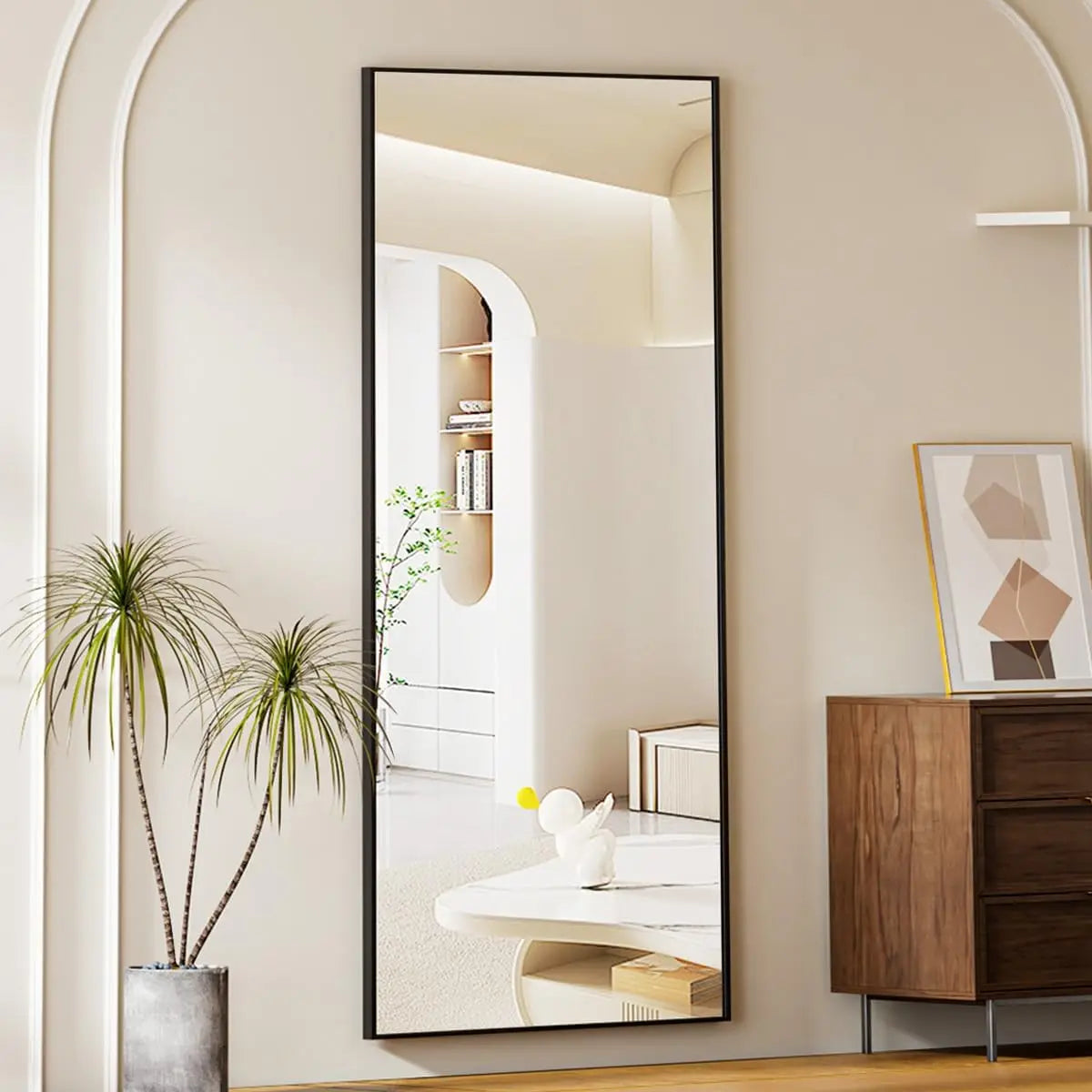 64"x21" Floor Mirror Full Length, Bedroom Floor Body Mirror with Stand, Leaning, Standing or Hanging Horizontally Vertically