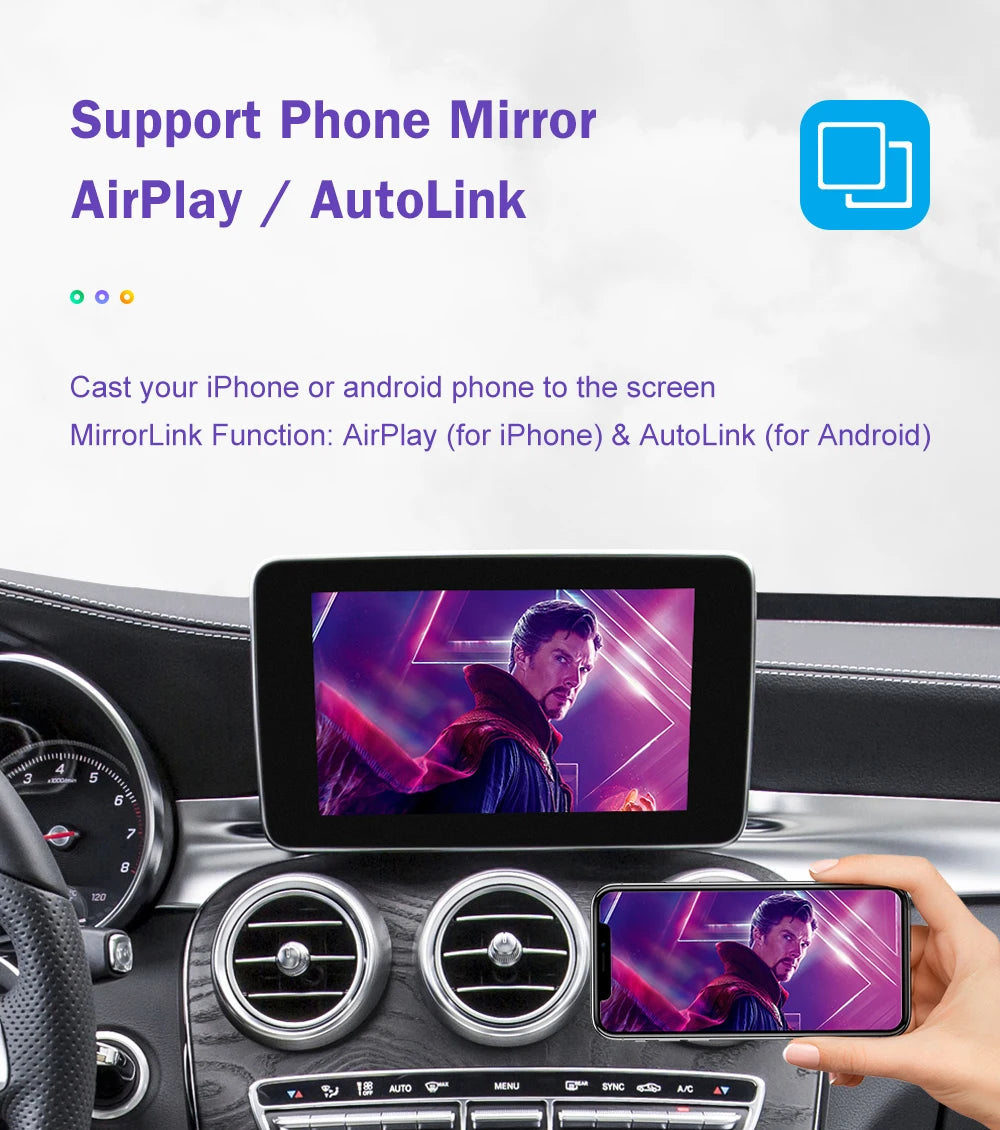 Road Top Wireless Carplay Decoder for Mercedes Benz NTG5.0 C GLC CLA GLA Class W205 2015-2018 Support Android Auto Mirrorlink