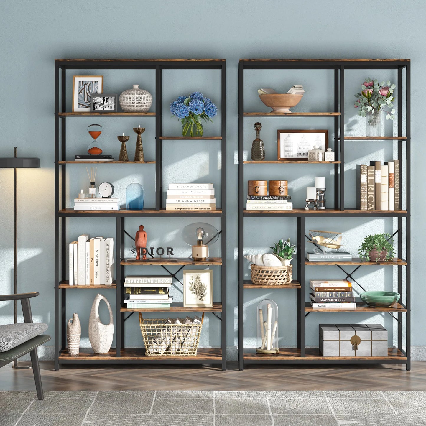 Tribesigns 79 Inches Bookcase with Open Shelves, 9-Tier Industrial Bookshelf, 10 Cubes Etagere Storage Shelves Display Shelf