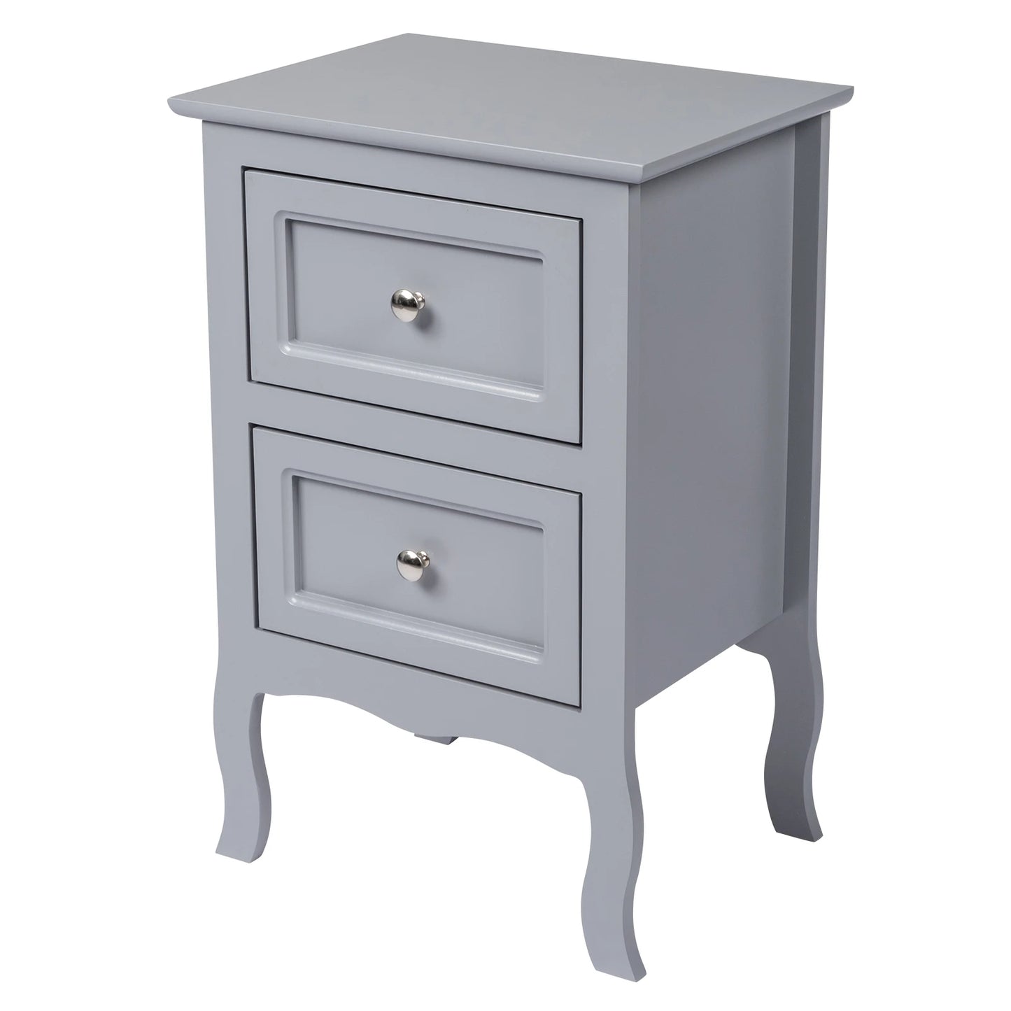 2pcs Country Style Nightstand 2-Tier Night Tables Large Size Bedside Table End Table White/Grey/Brown[US-W]