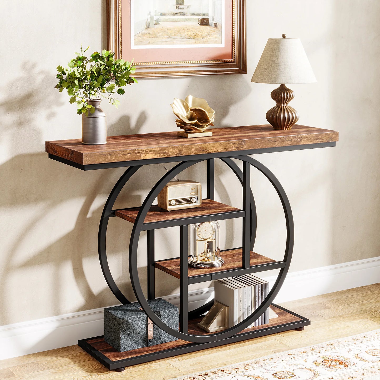 Console Table, 4-Tier Entryway Table, 41.3-Inch Industrial Sofa Table for Living Room, Foyer Hallway Table for Entrance