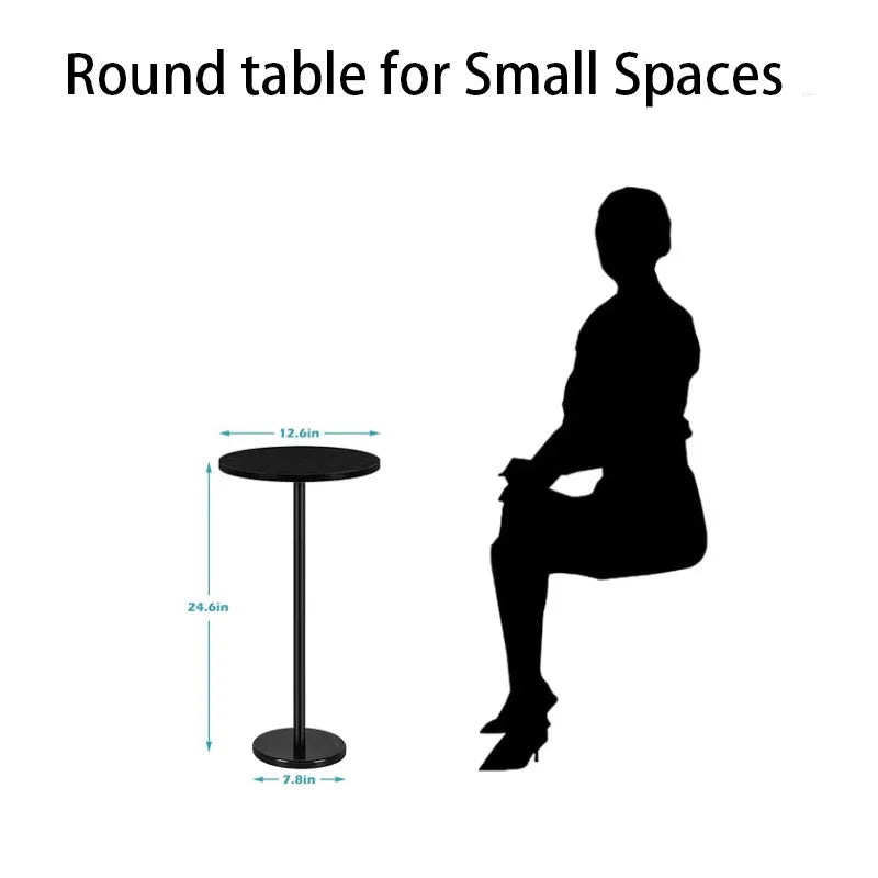 Black Drink Tables for Small Spaces Pedestal Side Table with Marble Base Small Round Side Table Black Coffee Table for Sofa