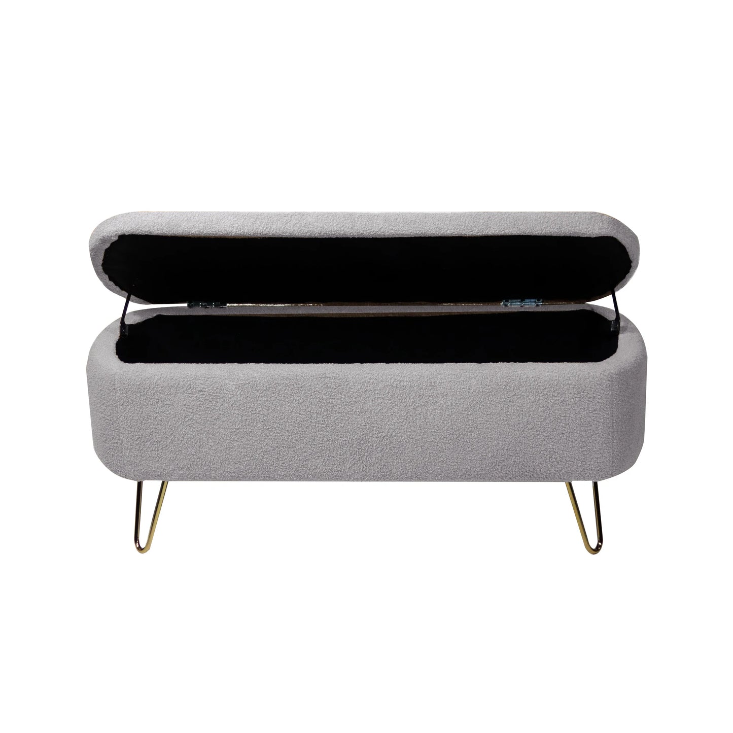 Storage Ottoman Bench for End of Bed Gold Legs Modern Faux Fur Entryway Bench Upholstered Padded for Living Room Bedroom 5Colors