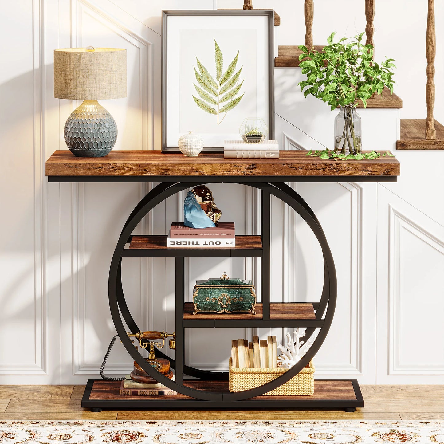 Console Table, 4-Tier Entryway Table, 41.3-Inch Industrial Sofa Table for Living Room, Foyer Hallway Table for Entrance