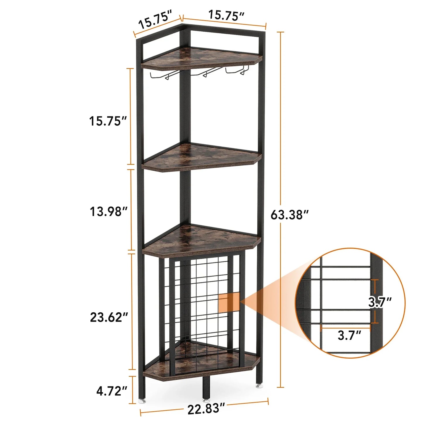 Tribesigns Wine Rack Bar Cabinet 4 Tier Corner Shelf with Glass Holder