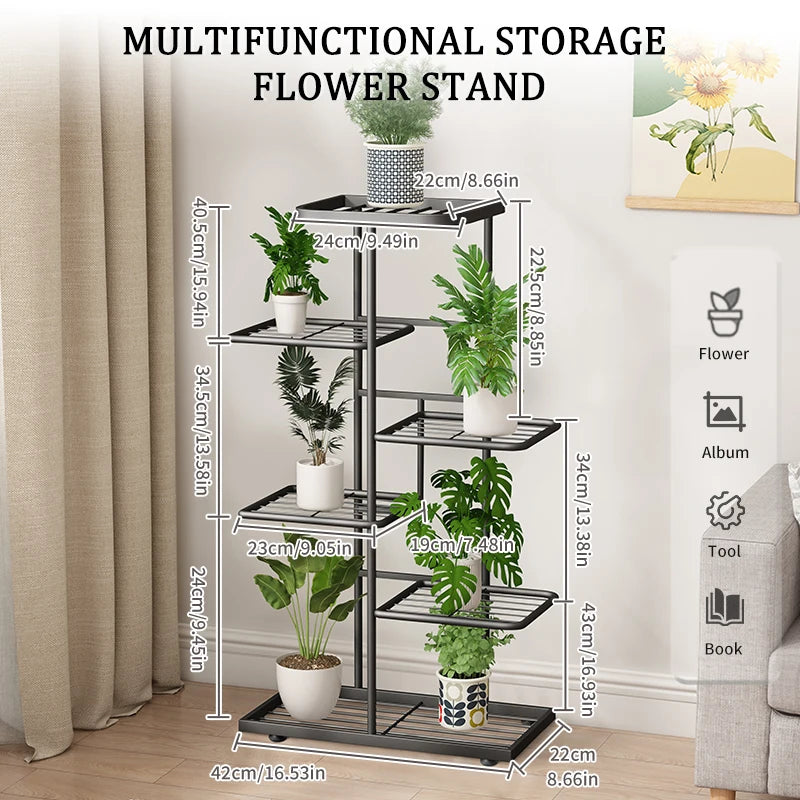 Plant Stand Flower Stand 4/6/8 Tier Flower Pot Shelf Balcony Indoor Multi-layer Storage Rack Succulent Plant Flower Rack