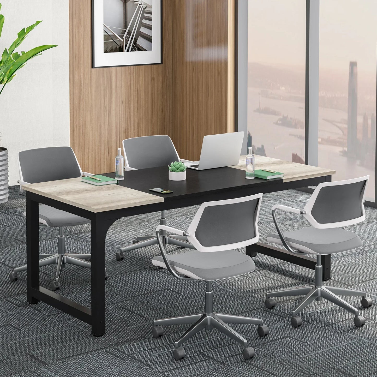 Tribesigns Large Grey Office Desk Computer Table Study Writing Desk Workstation for Home Office Modern Computer Desk