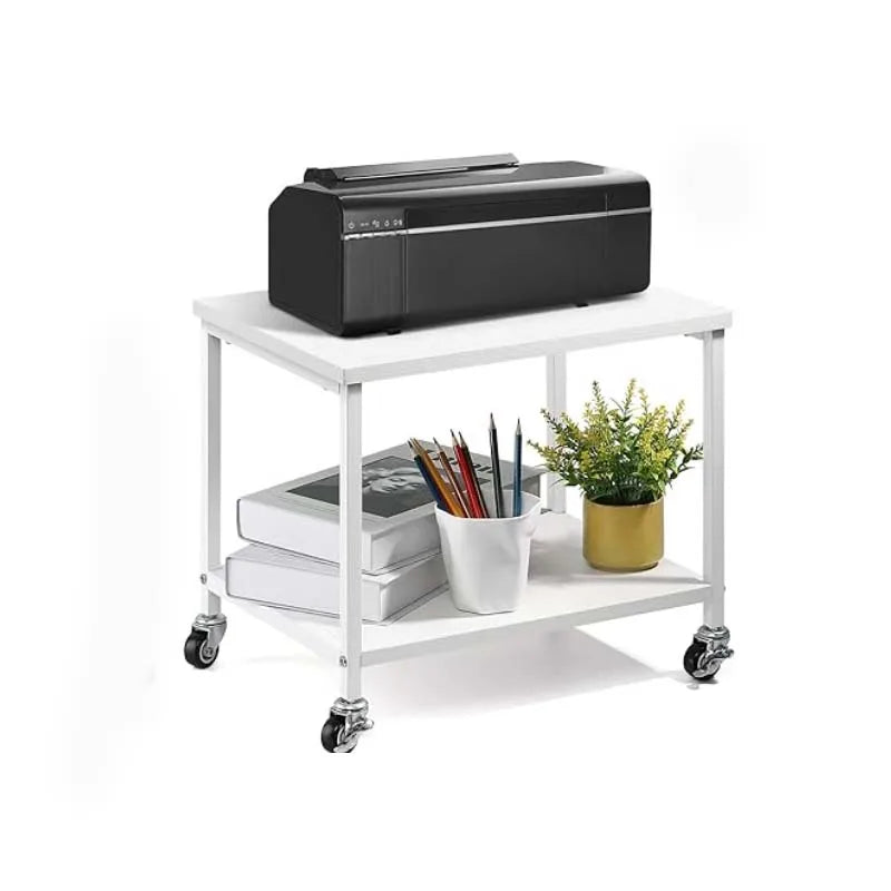 Printer Cart Printer Stand Rack with Wheels Under Desk Printer Table with Storage 2 Tier Rolling Printer Holder for Desk Shelf