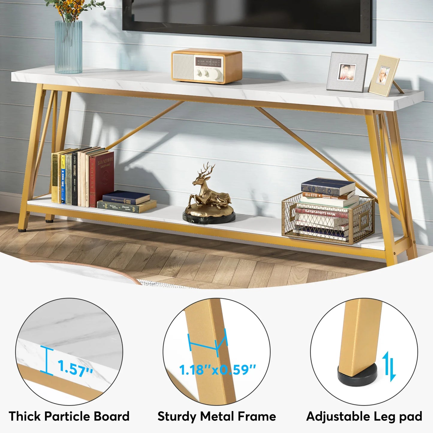 Tribesigns 70.9 Inches Extra Long Sofa Table Behind Couch, Industrial Entry Console Table for Hallway, Entryway & Living Room