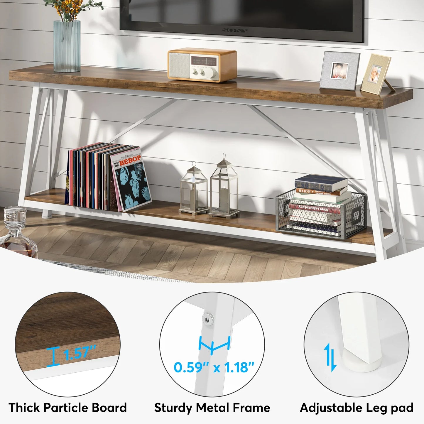 Tribesigns 70.9 Inches Extra Long Sofa Table Behind Couch, Industrial Entry Console Table for Hallway, Entryway & Living Room