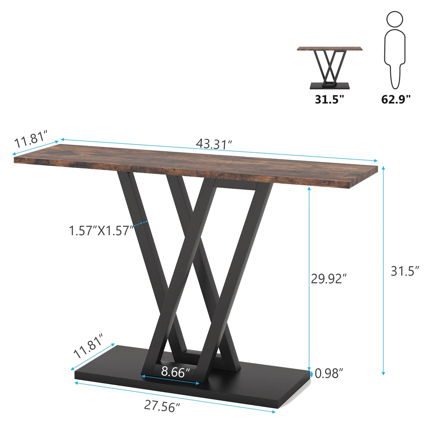 Tribesigns 43 Inch Console Table Industrial Entryway Hallway Table  Living Room Furniture