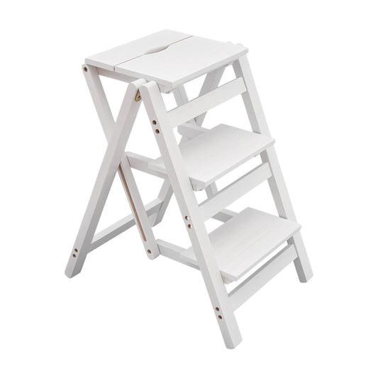 CNCEST 3 Step Ladder Step Stool for Adults Lightweight Folding Portable Wooden Step Stool Step for Kitchen