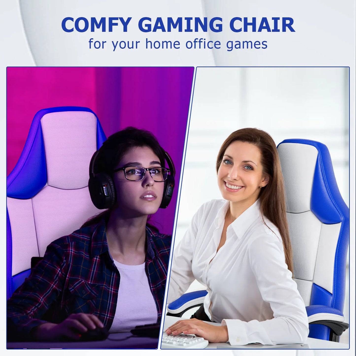 Gaming Chair, Video Game Chairs Breathable PU Leather, Comfortable Swivel Seat Height Adjustable Computer Chair