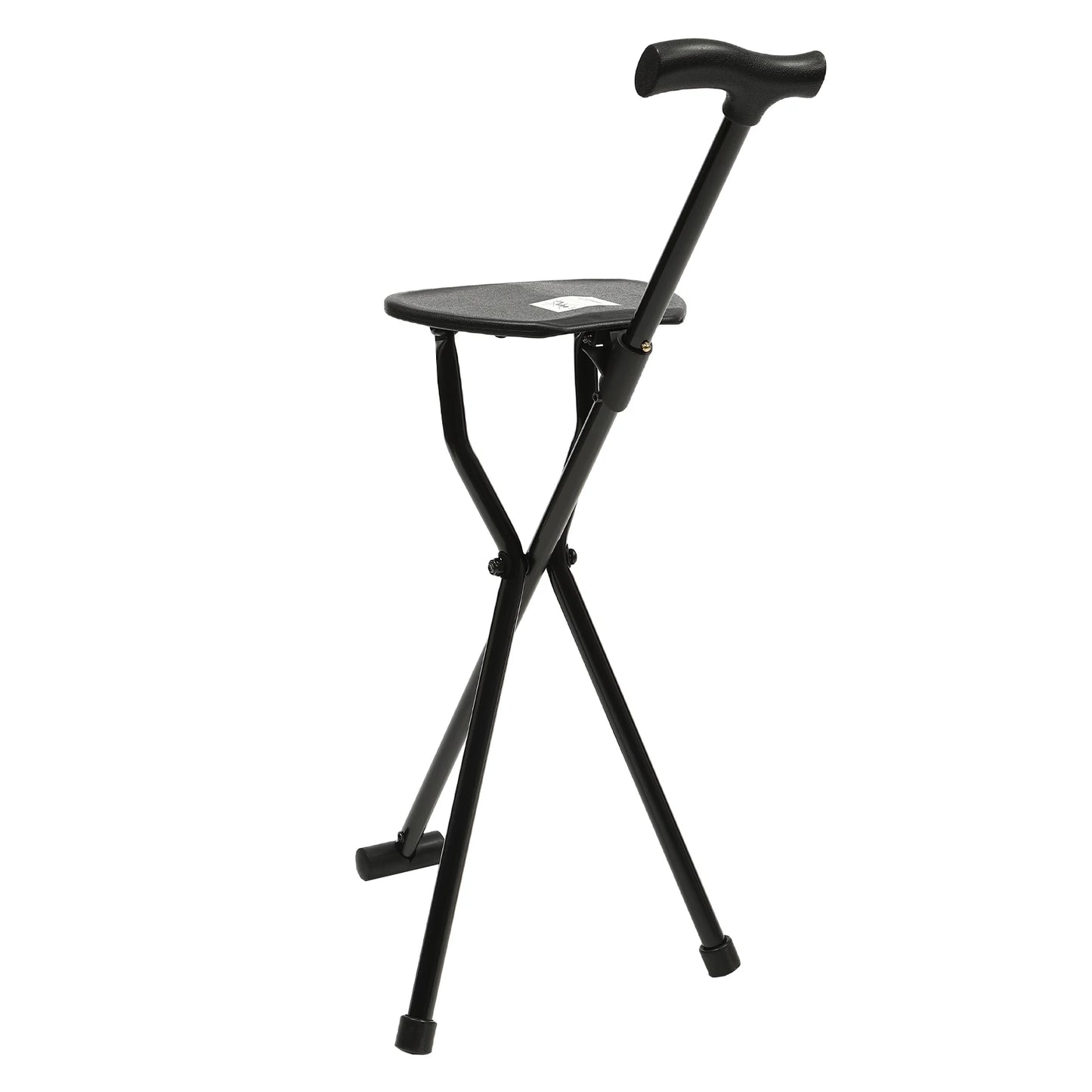 Portable Folding Walking Cane with Tripod Chair Seat Stool Heavy Duty Adjustable Walking Stick with Seat Folding