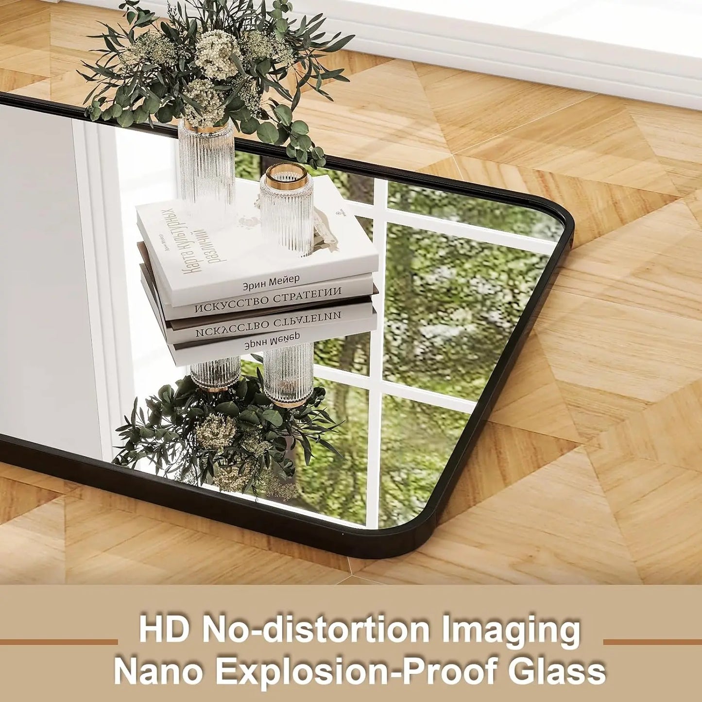 64"x21“ Rounded Full Length Mirror Aluminum Frame Mirror Full Length Floor Mirror with Stand for Living Room Bedroom Cloakroom