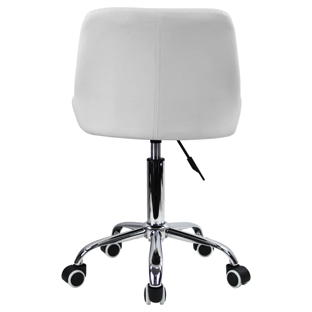 KKTONER Mid Back PU Leather Height Adjustable Swivel Modern Task Chair Computer Office Home Vanity Chair with Wheels (White)