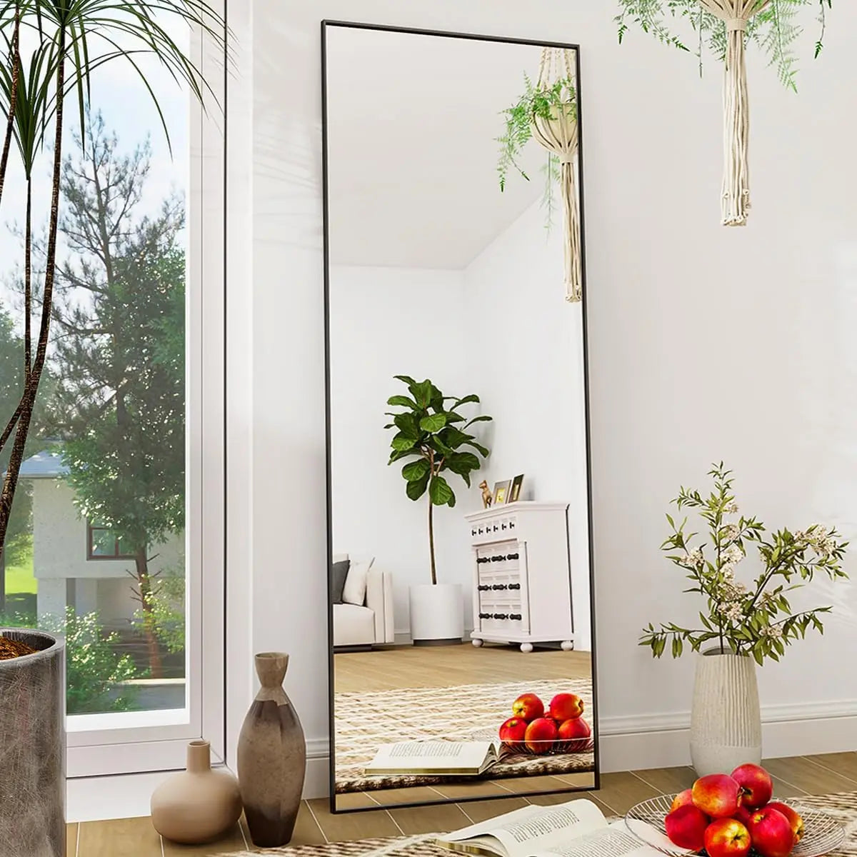 Full Length Mirror, 58"x18" Standing Hanging or Leaning Against Wall Floor Mirrors Body Dressing Wall-Mounted for