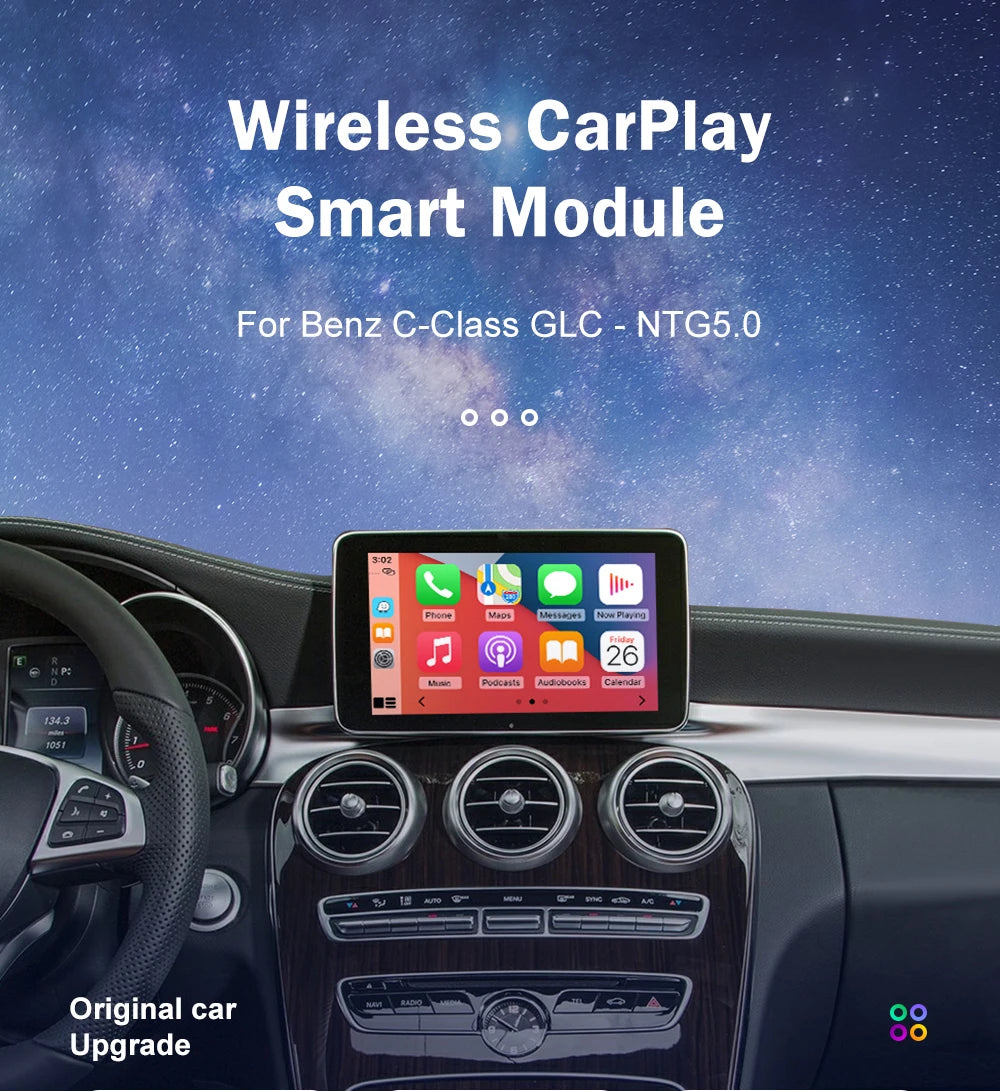 Road Top Wireless Carplay Decoder for Mercedes Benz NTG5.0 C GLC CLA GLA Class W205 2015-2018 Support Android Auto Mirrorlink