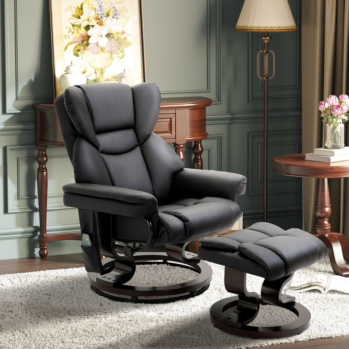 Massage Sofa Recliner Chair with Footrest 10 Vibration Point Faux PU Leather