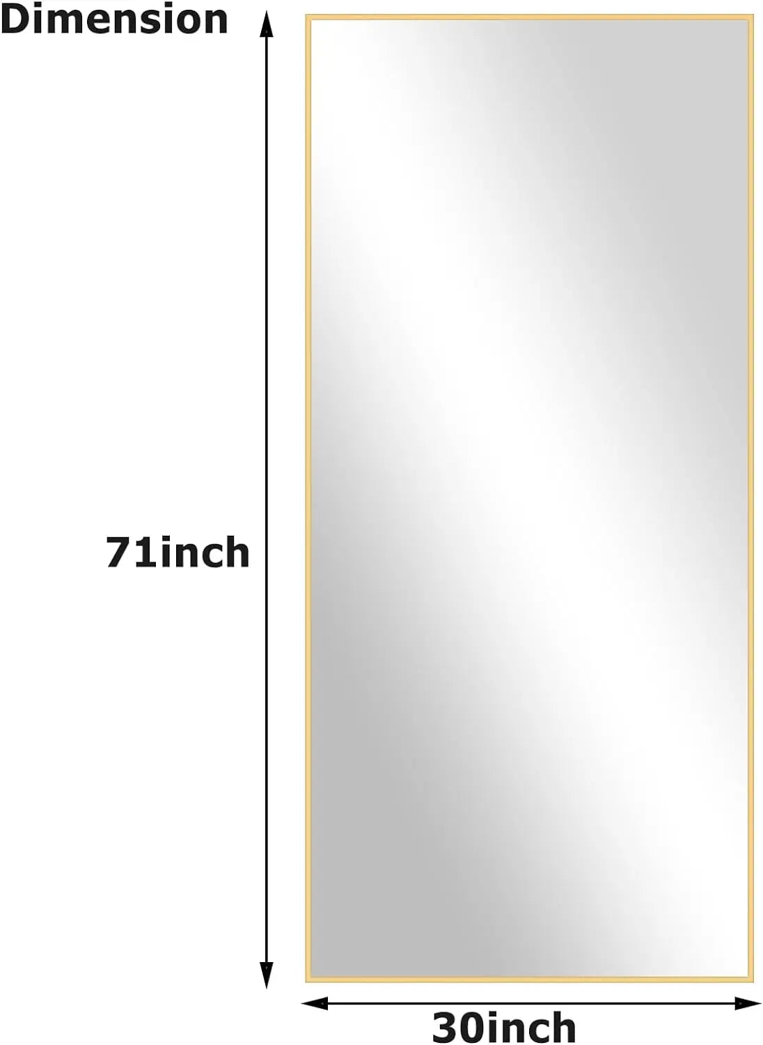 30"x71" Full Length Mirror Aluminum Frame Gold Wall Mirrors Wall & Leaning Large Full Body Mirror for Living Room Bedroom