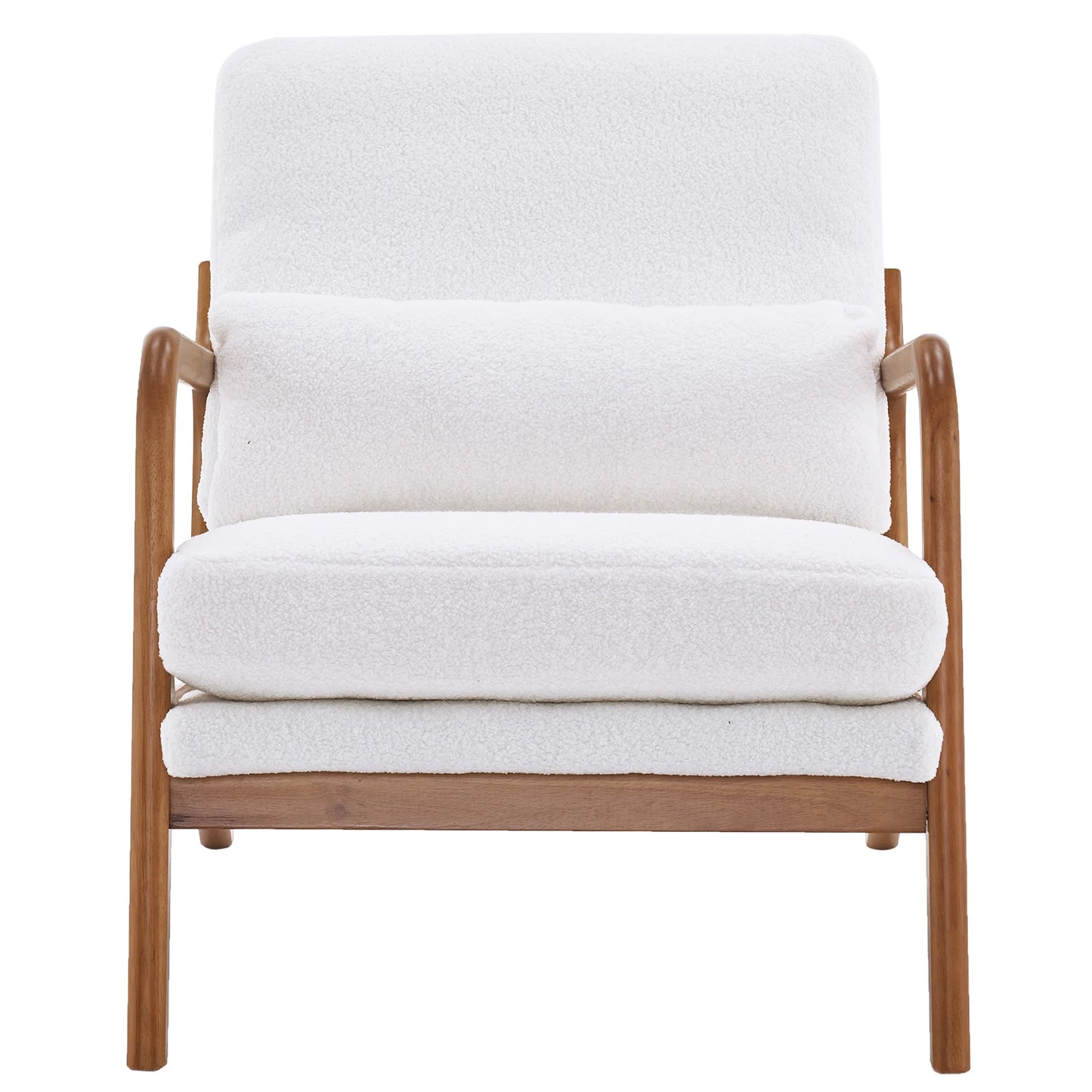 6 Colors Oak Armrest Upholstered Single Lounge Chair Indoor Lounge Chair Off-White[US-W]