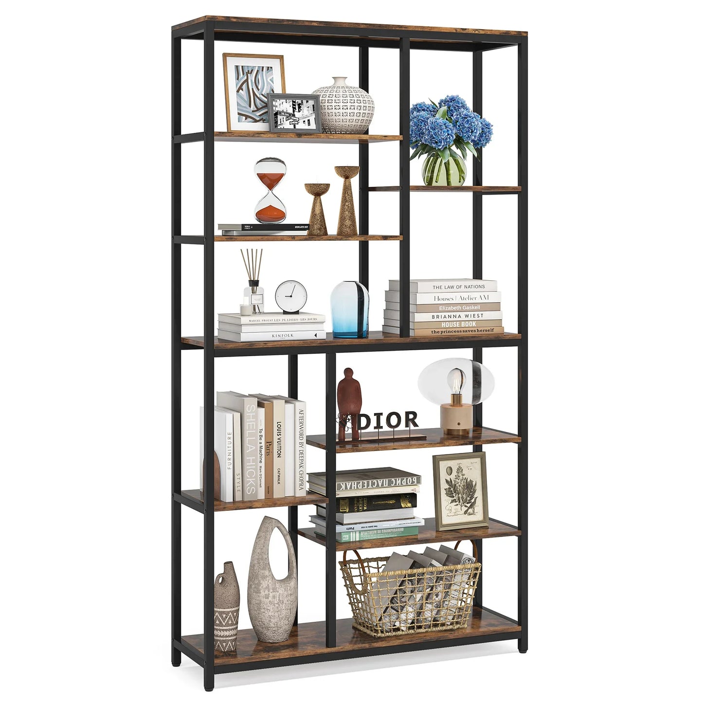 Tribesigns 79 Inches Bookcase with Open Shelves, 9-Tier Industrial Bookshelf, 10 Cubes Etagere Storage Shelves Display Shelf