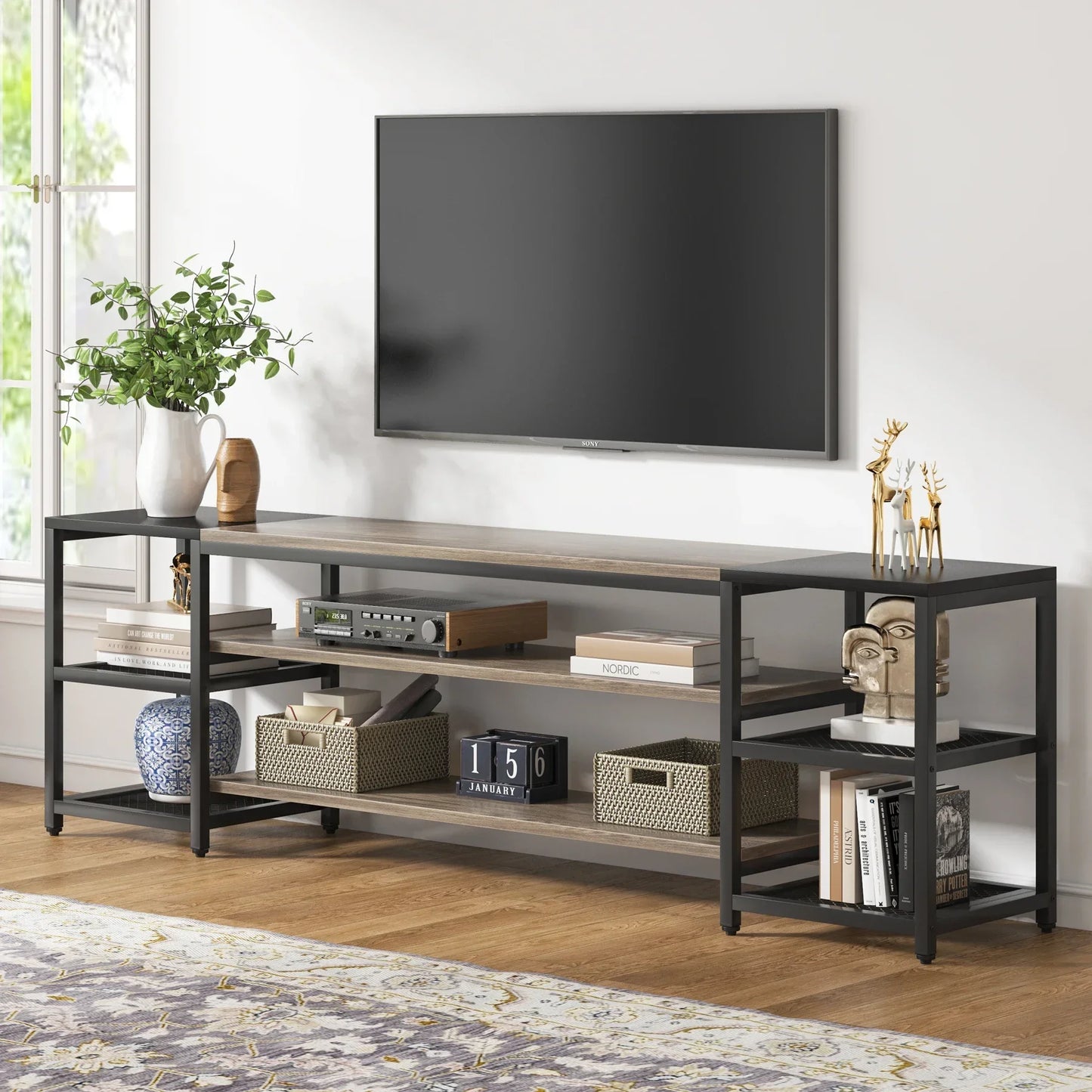 Tribesigns 78 Inch TV Stand for TVs up to 85 Inch, Media Entertainment Center Console Table,  3-Tier TV Console Table