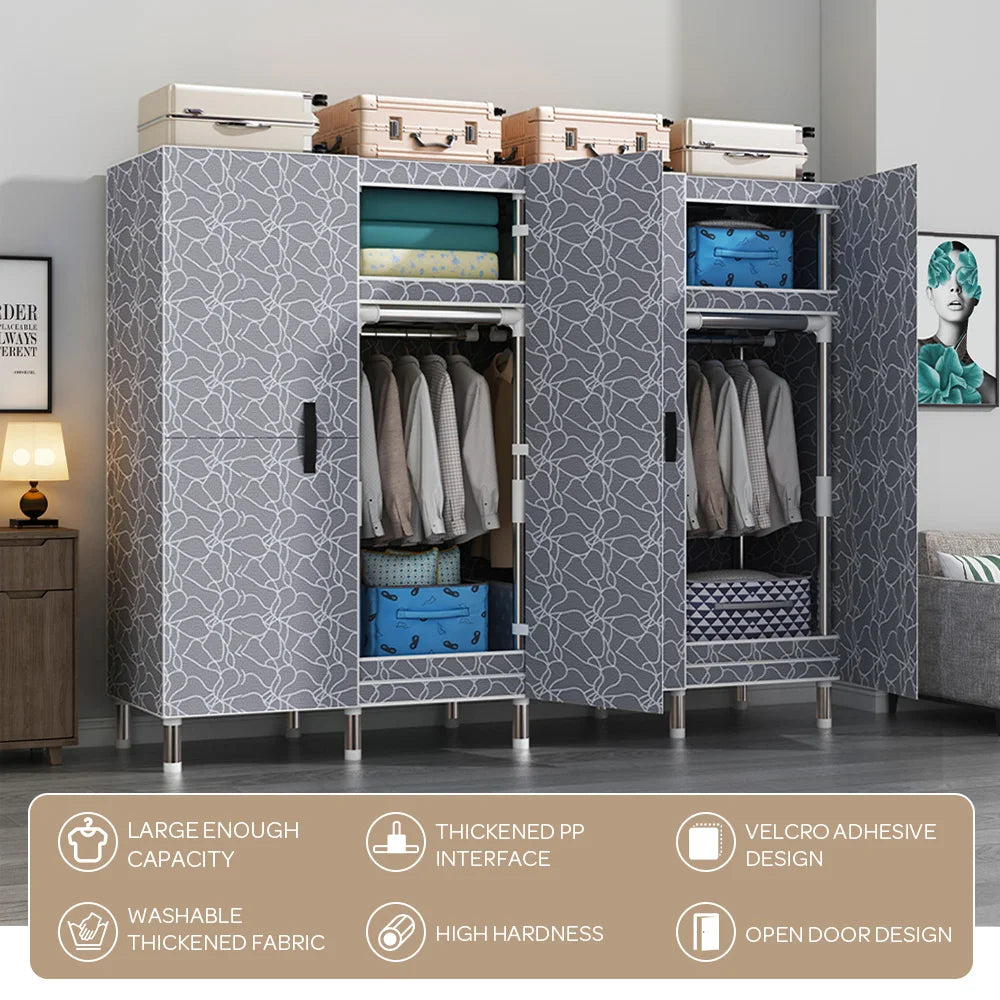 LEEGOHOME Wardrobes Closet armario Cloth Bedroom Furniture 85/125/166/207x45x170cm Steel Pipe Support Storage Household