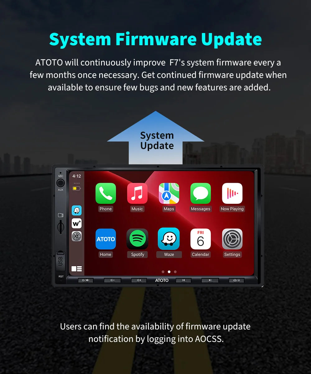 ATOTO 7 Inch Car Touch Screen 2din Car Radio Android Auto Wireless CarPlay Double DIN Linux USB Universal Car Stereo Bluetooth