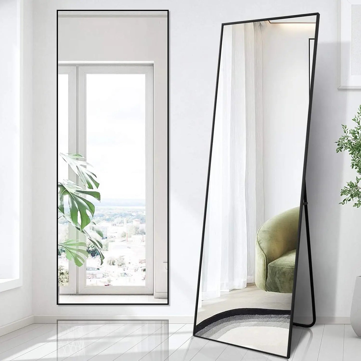 Full Length Mirror 64"x21", Standing Hanging or Leaning Against Wall Floor Mirrors Body Dressing Wall-Mounted