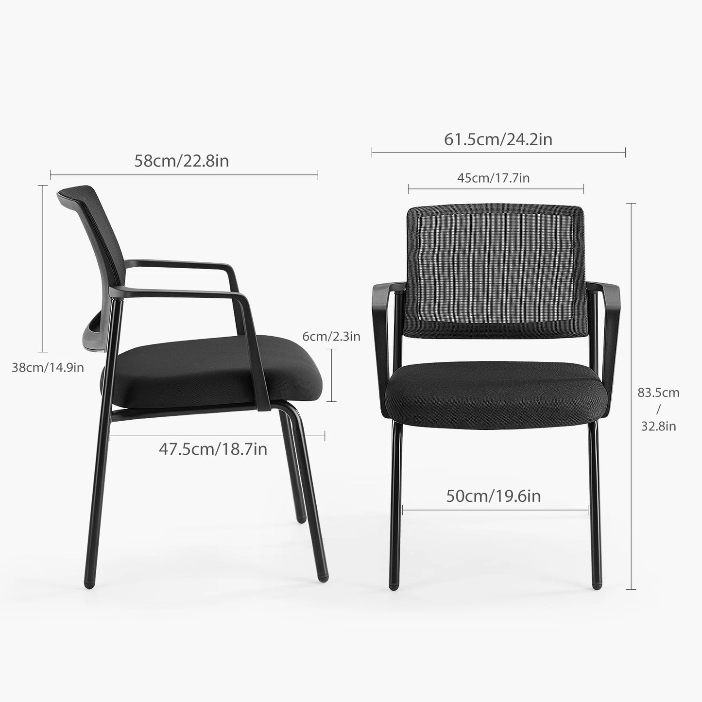 JHK Mesh Back Stacking Arm Chairs 2 Pack For Home and OfficeEasy to Use and Store Outdoor and Indoor Sturdy Metal Chairs