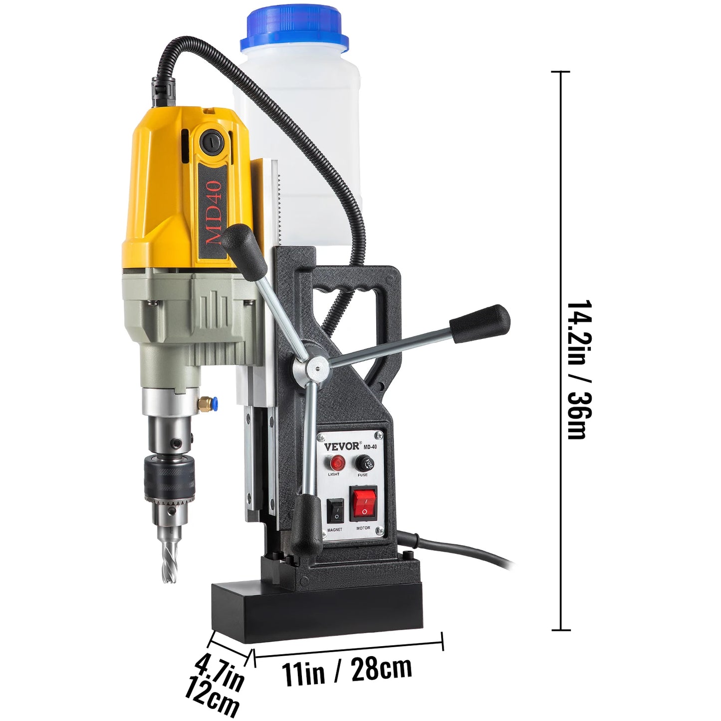 VEVOR 1100W Magnetic Drill Press 7/12 Bits 40mm Electric Mag Bench Tapping Drilling Rig Machine for Engineering Steel Structure