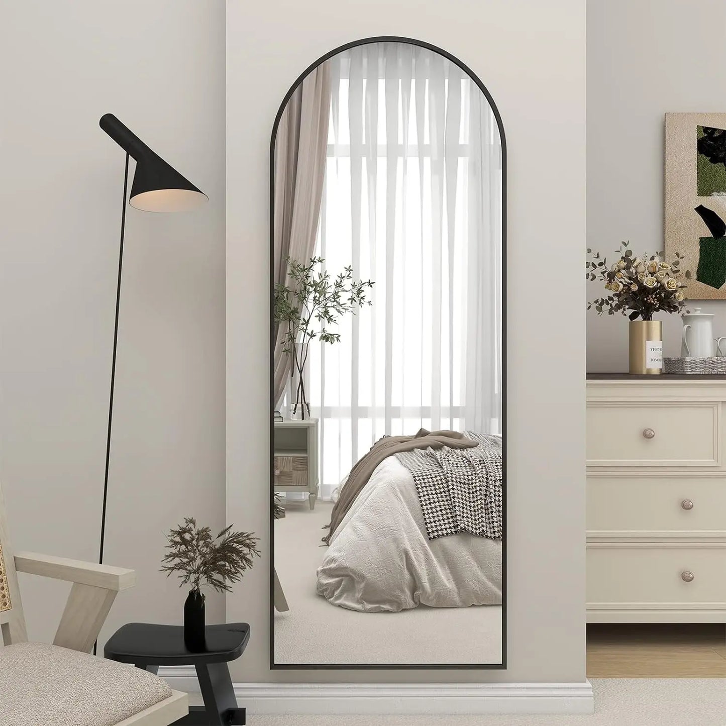 64"x21" Arch Floor Mirror, Full Length Mirror Wall Mirror Hanging or Leaning Arched-Top Full Body Mirror with Stand for Bedroom