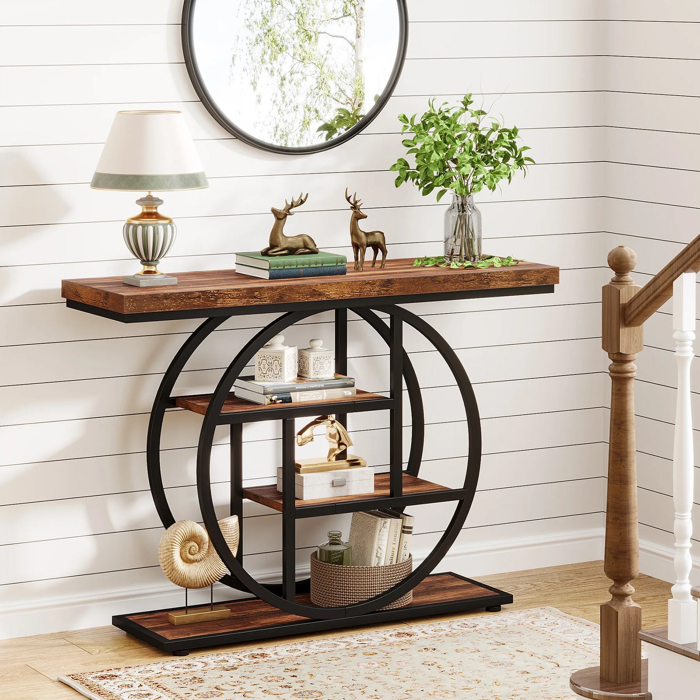 Console Table, 4-Tier Entryway Table, 41.3-Inch Industrial Sofa Table for Living Room, Foyer Hallway Table for Entrance